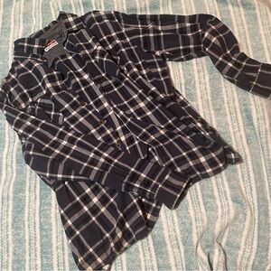 Blue and White Plaid Button-Up Shirt